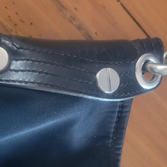 B-Makowski Black Buckled Shoulder Bag - Mixed Leather/Fabric - Picture 7 of 16